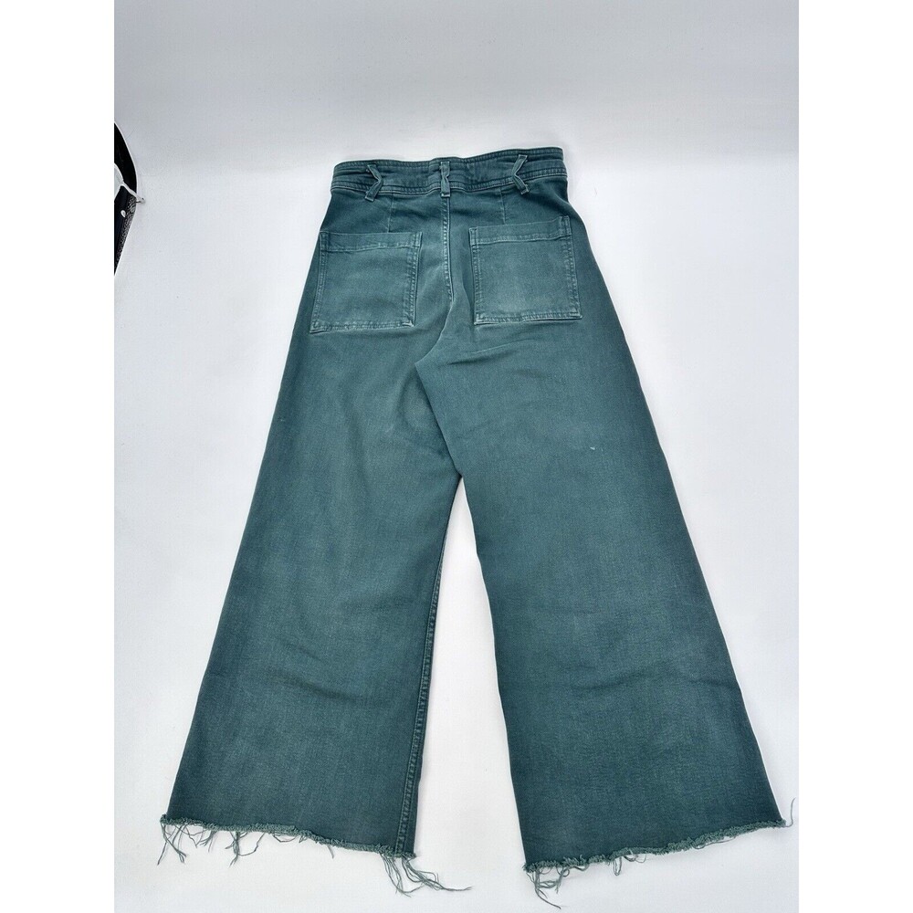 Zara High Waisted Marine Straight Mint Green Jeans Size 6 wide leg
